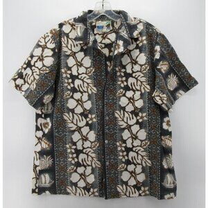 VINTAGE Makapuu Shirt Large Hawaiian Hibiscus Floral Tropical 90s USA *